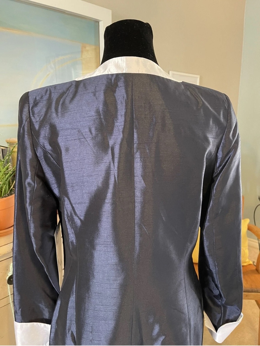 NWT Ashro Duster Jacket Long Formal Cuffed Sleeve Blue Church Clothes Wedding 6 - Picture 7 of 10